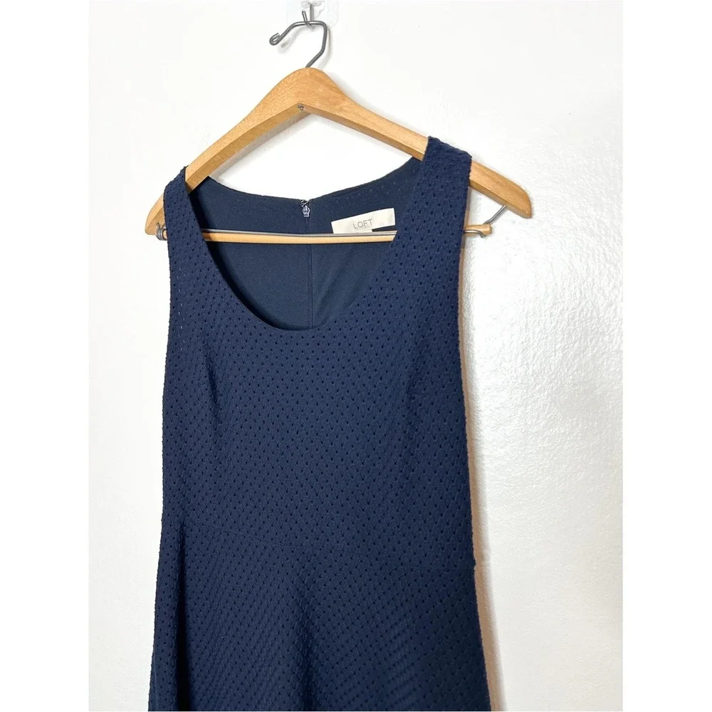 Ann Taylor LOFT Neutral Navy Blue Sleeveless Eyelet Mini‎ Dress 8